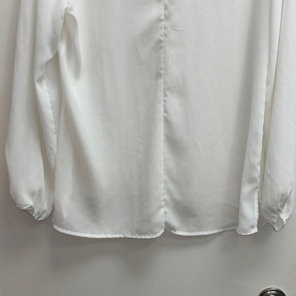 White Button-Front Sheer Blouse - image 6